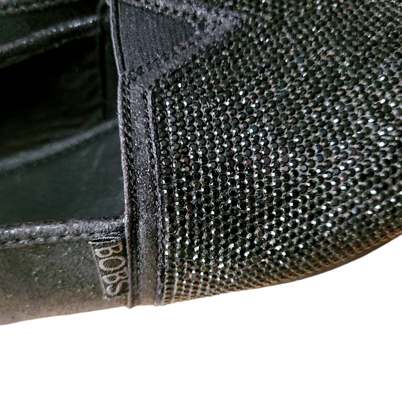 BOB'S SKECHER Black Glitter Plush Women's Size 8 Slip On Canvas Shoes - Picture 7 of 13